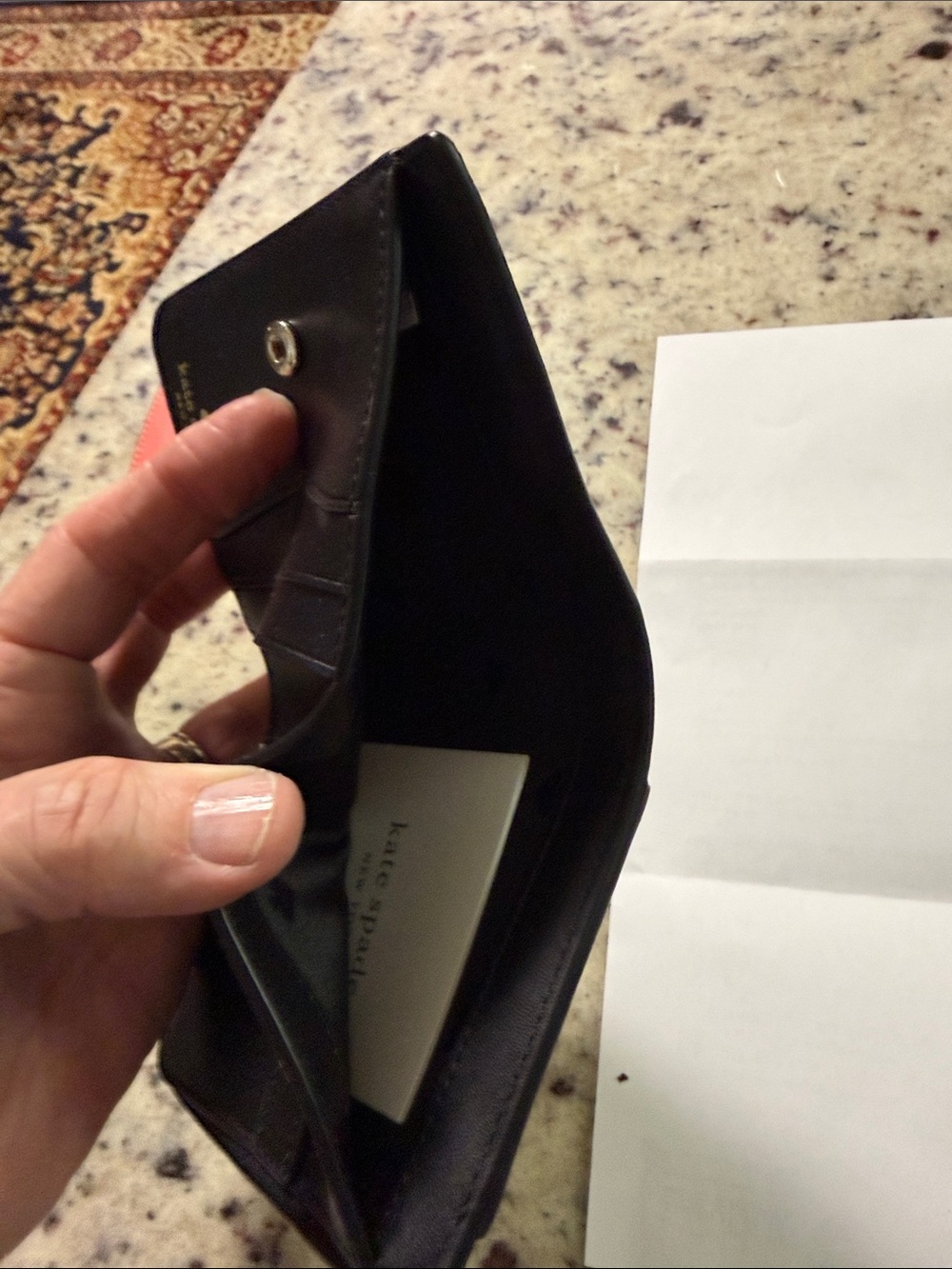 kate spade Two-Tone Compact Zip Wallet in Black & Beige - Picture 5 of 5
